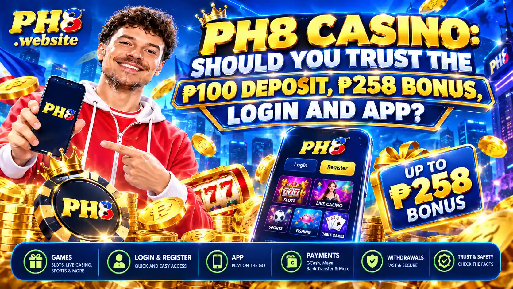 PH8 Casino login app bonus and payment verification overview