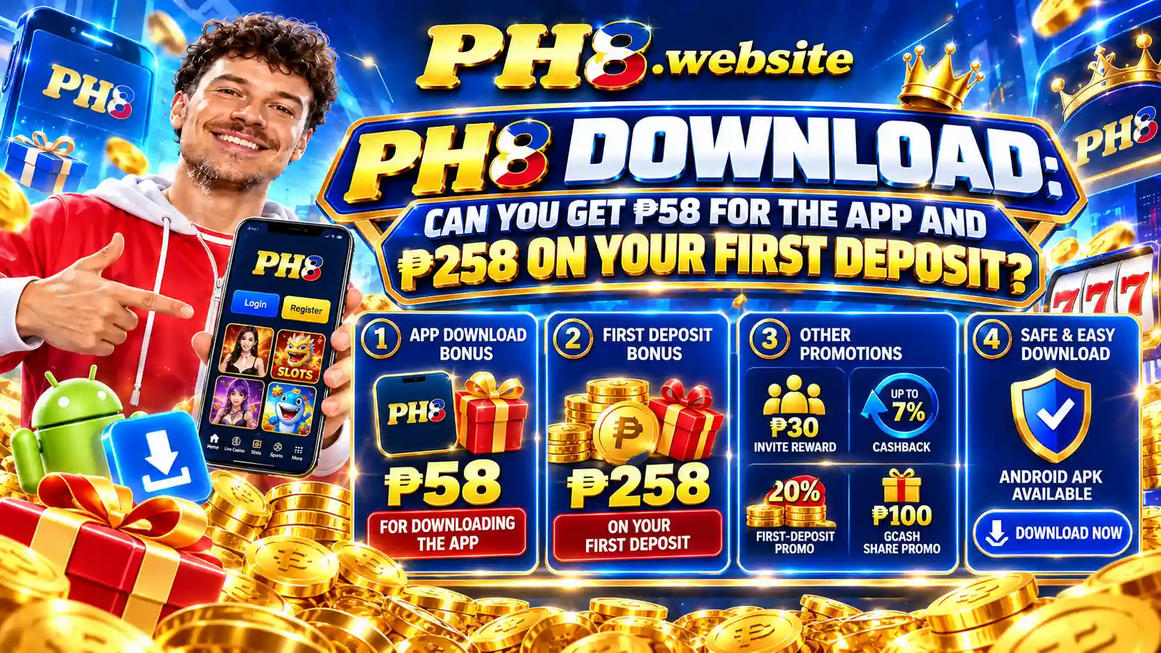 PH8 download app access with advertised peso bonuses