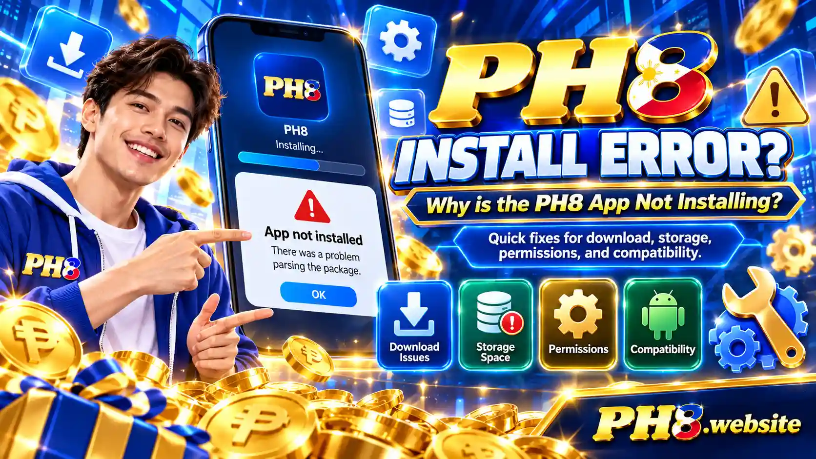 PH8 install error troubleshooting on an Android phone