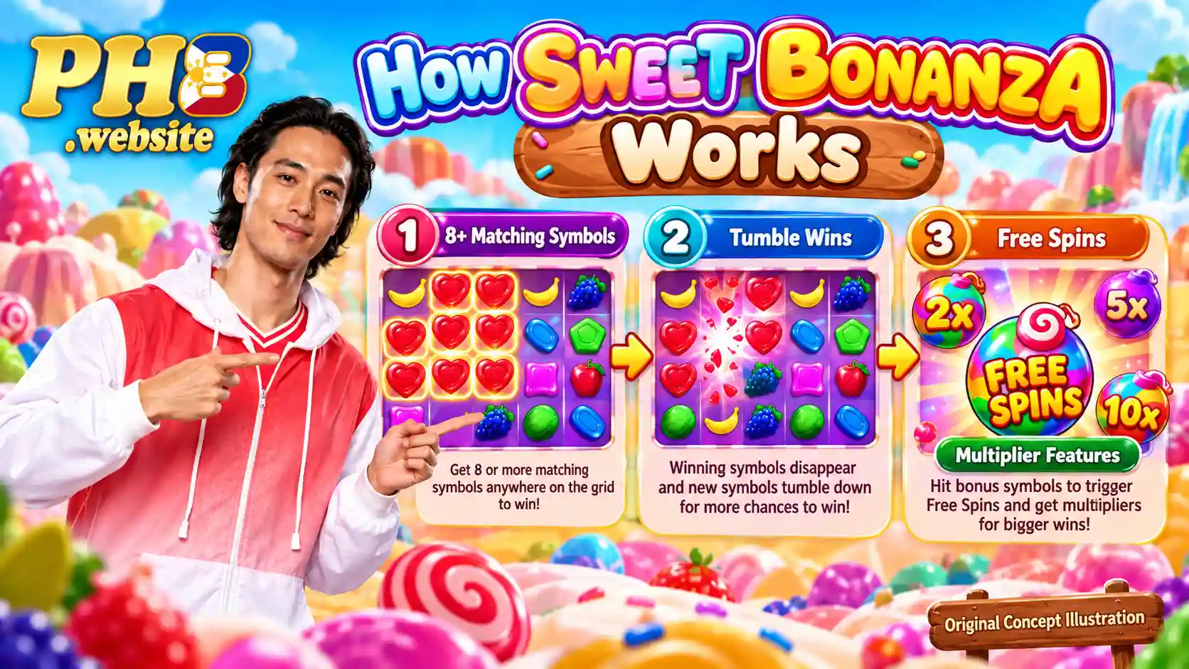Illustration accompanying the Sweet Bonanza game explanation